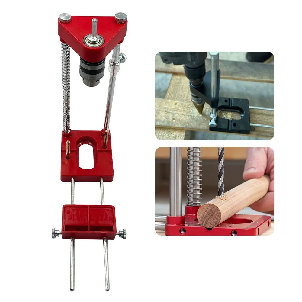 Drill Guide Woodworking Locator Kit Adjustable Drilling Guide Hole Puncher Positioner for Wood Bench Drill Press Machine