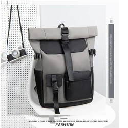 Roll Top Laptop Backpack Lightweight Water-Resistant Commute Laptop Rucksack for Work College Trip Capacity Adjustable 20-35L