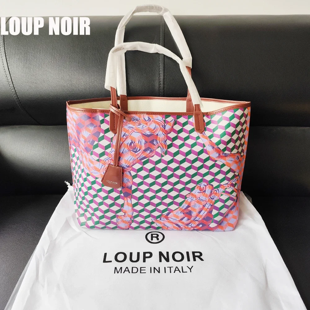 Loup Noir Luxury Handbag High Quality Retro Large Capacity Shoulder Bag Animal Pattern Multi Functional Tote Bag