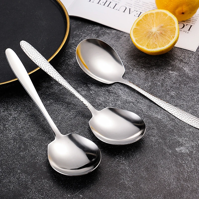 Cuchara de acero inoxidable, cucharas de sopa con mango largo, cuchara para servir para olla caliente, utensilios de cocina, vajilla de cocina para restaurante