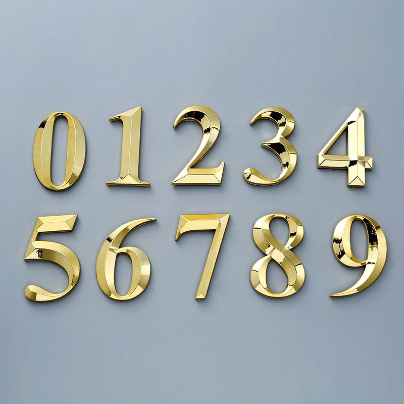 7cm 3D Self Adhesive Number House Door Outdoor Sign Digit Apartment Hotel Office Door Address Plate Street Number Stickers Sign