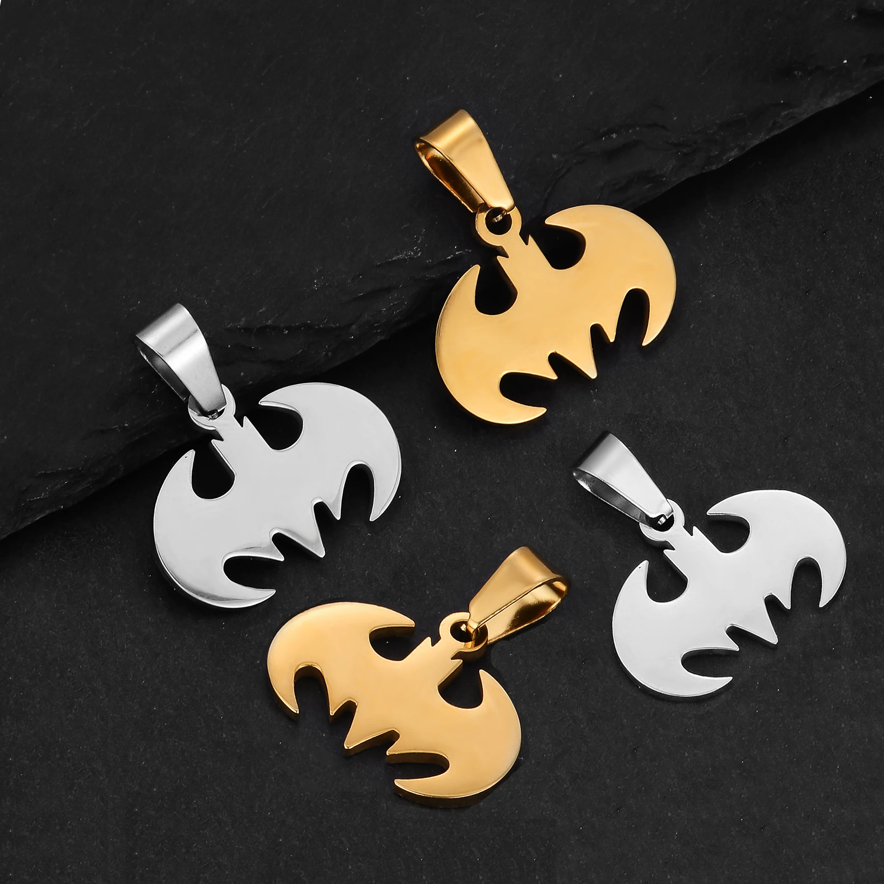 6Pcs Wholesale Bat Gothic Pendant Stainless Steel Charms For Diy Handmade Jewelry Making Necklace Pendant Waterproof