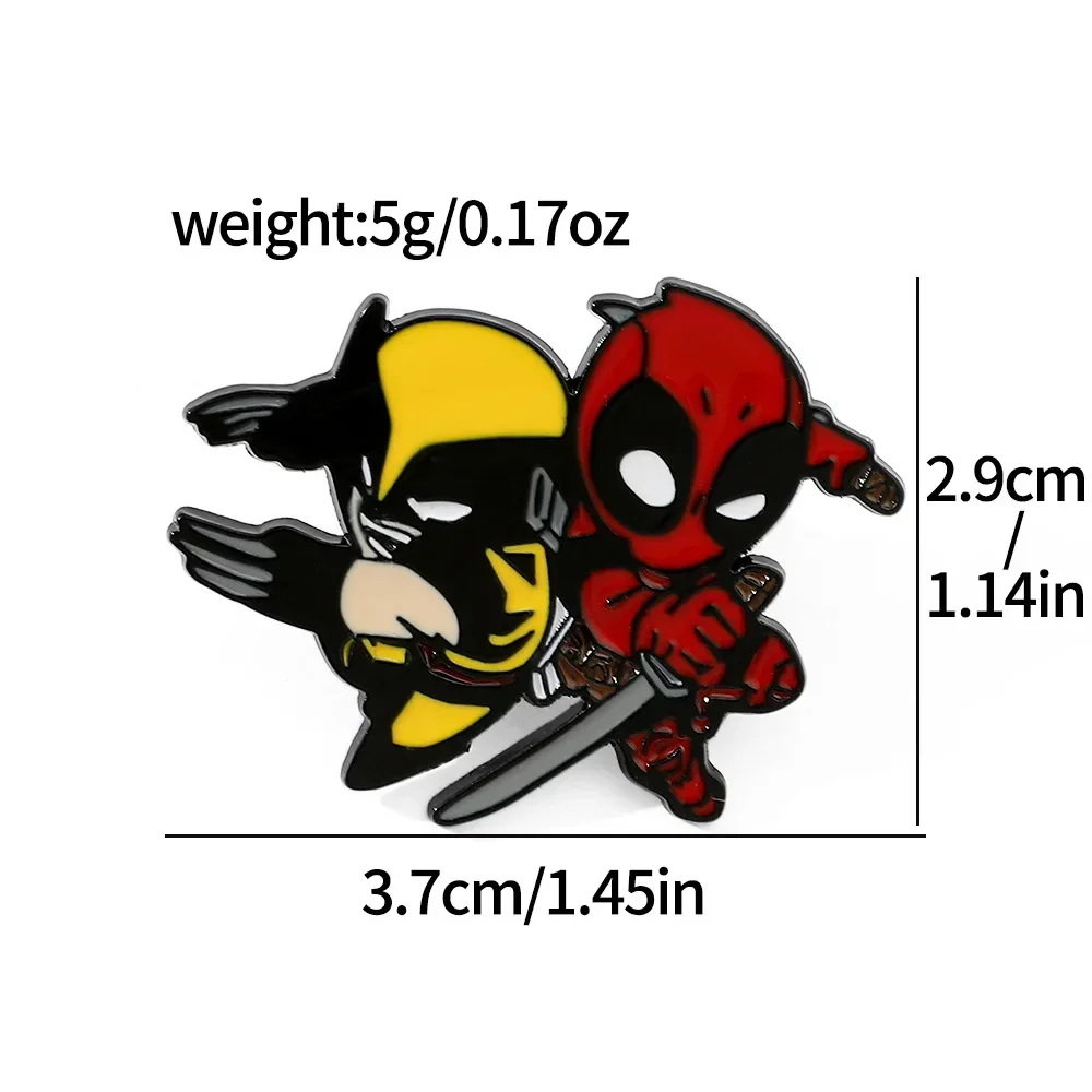 Marvel Movie Deadpool and Wolverine Metal Enamel Pin Creative Cartoon Anime Badge Clothes Brooch Backpack Accessories Gift