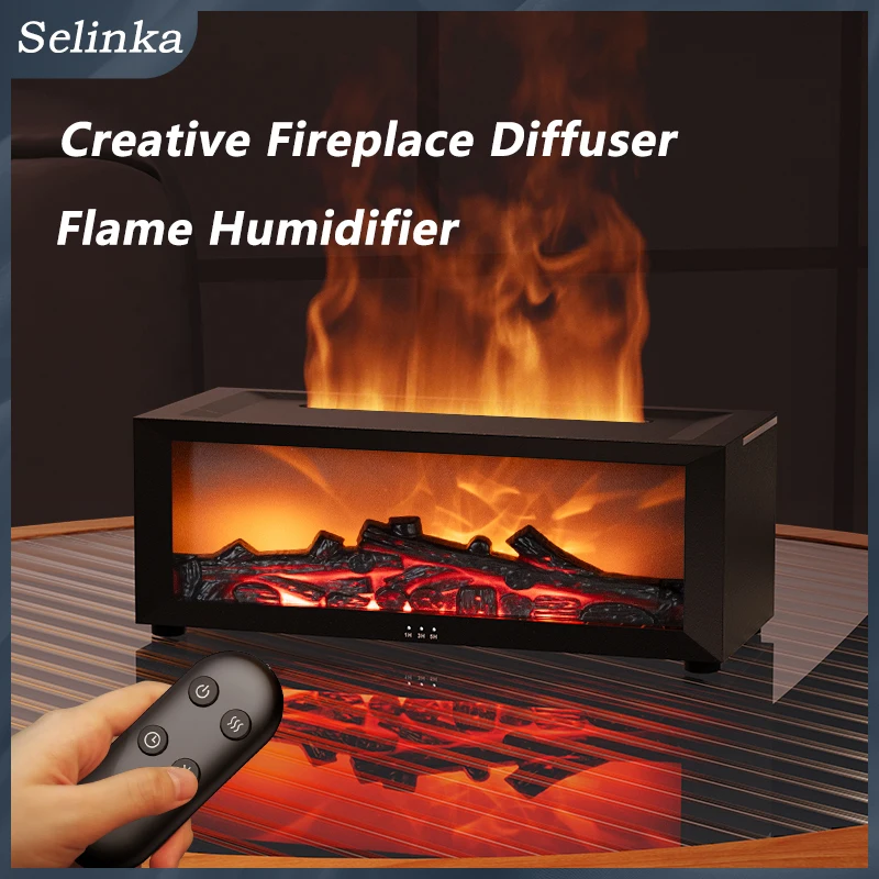 Fireplace Aroma Diffuser 150ml 7 Color Flame With Remote Control Cool ...