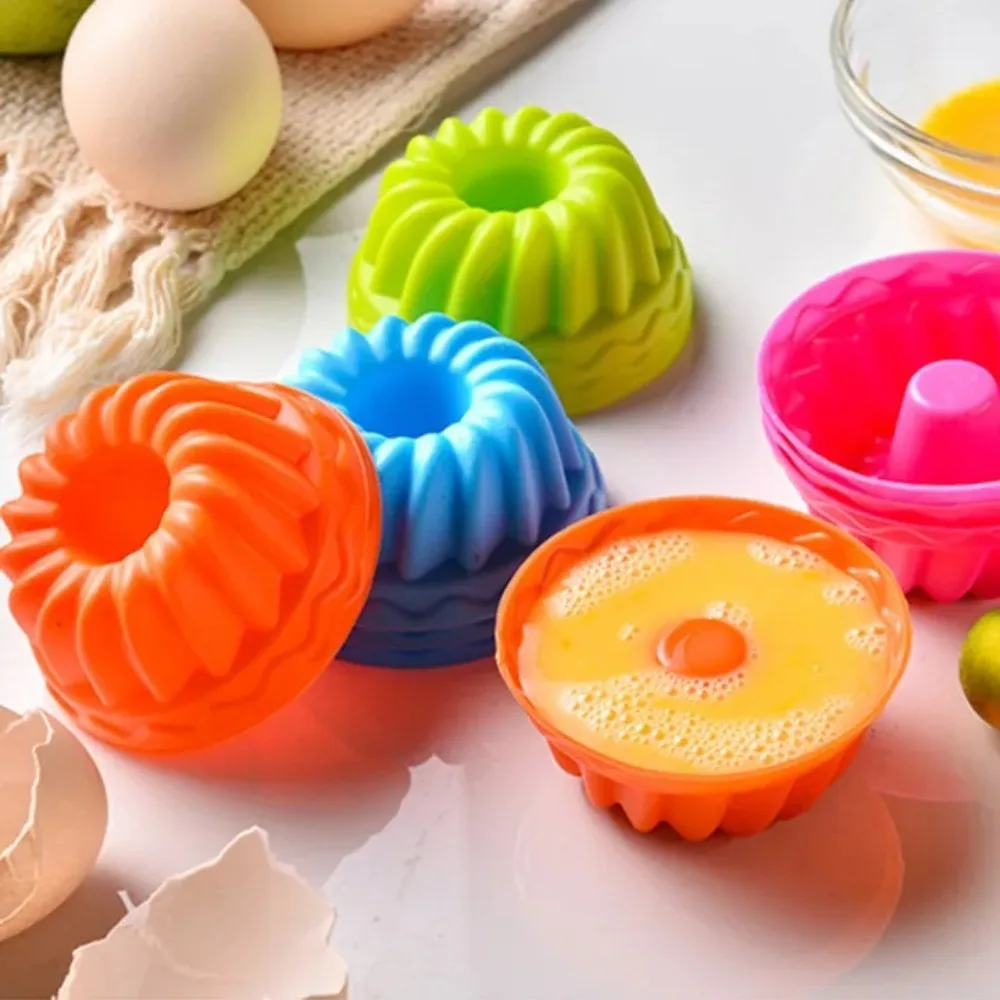 12Pcs/Set Cake Mold Non-stick Food Grade Easy Release DIY Reusable Silicone Multicolor Round Donut Pumpkin Cup Kitchen Supplies