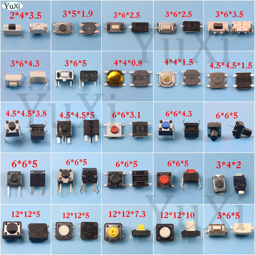 

25Bag Micro Push Button Tact Switch Reset Mini Leaf Switch SMD DIP 2Pin 4Pin Touch Micro Switch 3x4x2.5 3x6x5 3x6x2.5 4x4x1.5