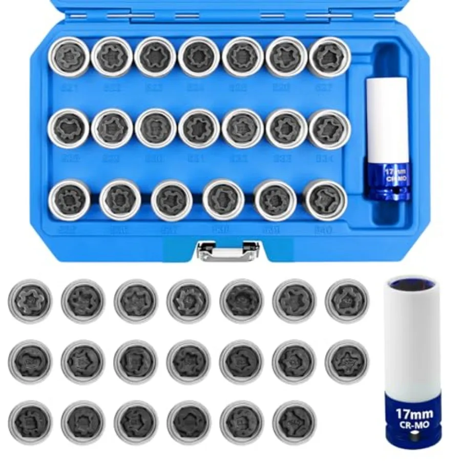 

PCS Wheel Locking Nut Key Compatible with VAG, Wheel Lock Nut Socket Adapter Set, Wheel Anti-Theft Lug Nut Removal Tool, Anti-T