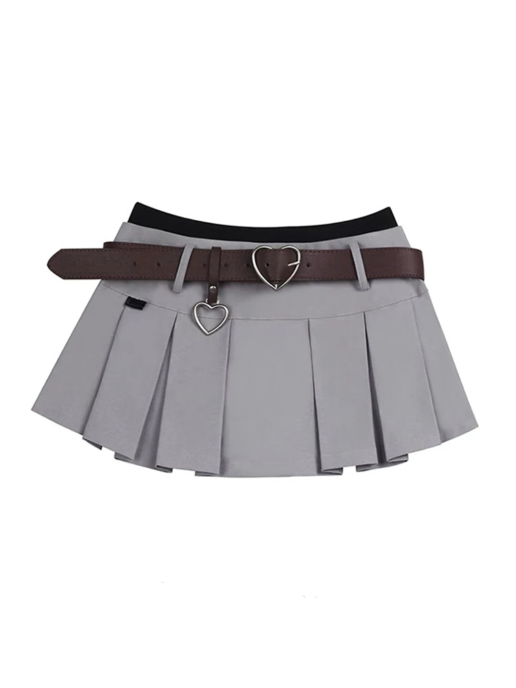 

Summer Women Korean Fashion Preppy Mini Pleated Skirt With Belt Cutecore Japanese Y2k Streetwear Micro Skirt Gyaru Coquette Hot