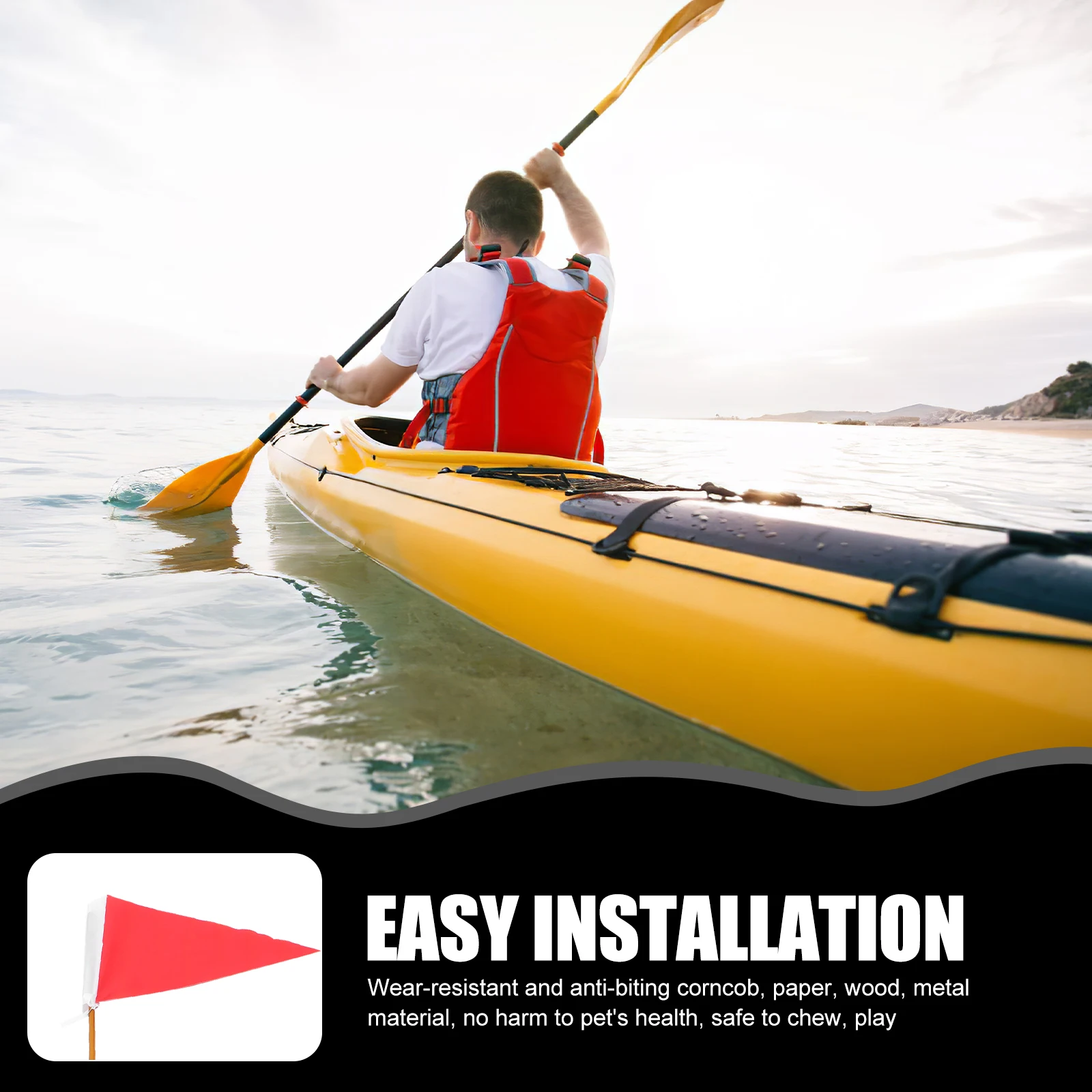 

Kayak Safety Flag Hand Signal Bike Utv Flags Canoe Accessories Kit Triangle Boat Truck with Carry Bag