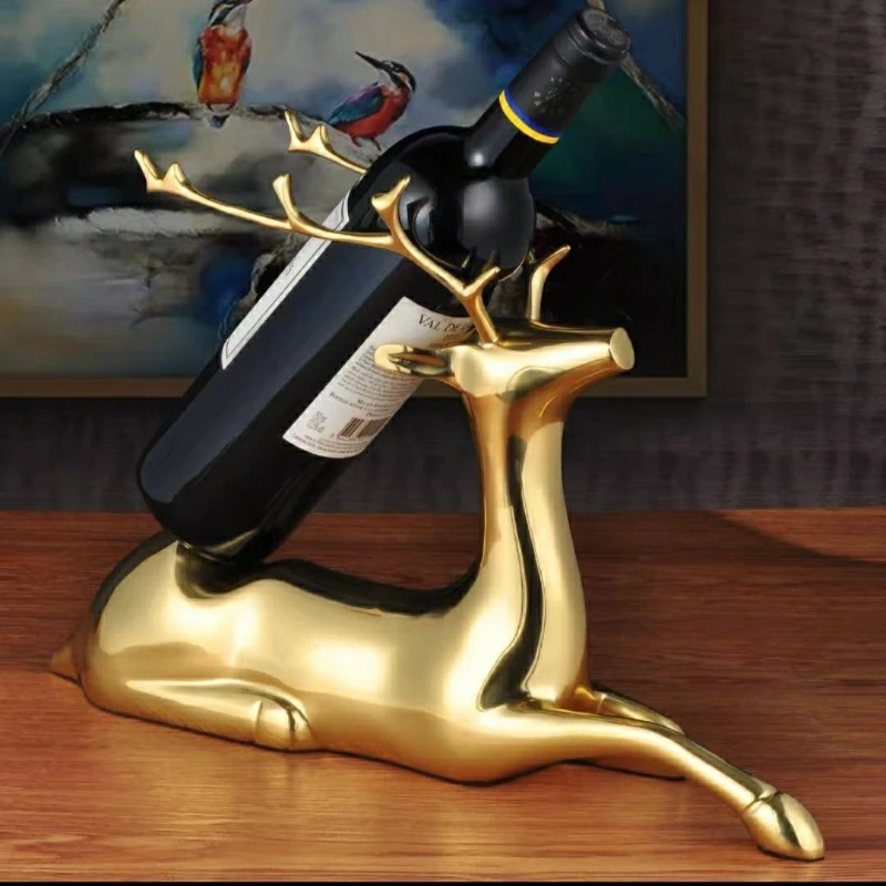 

Lucky deer wine rack ornaments pure copper wine tray household utensils wine cabinet bar tool