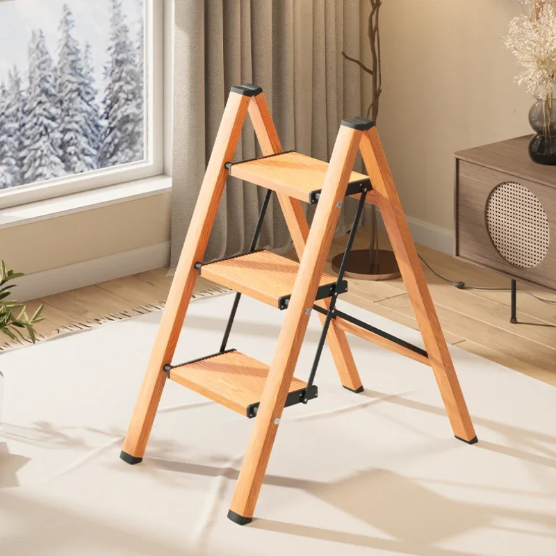 Sturdy Wood-Like Anti-Slip Ladder Folding Safety Chair Multi-Functional Aluminium Design Home Security Feature