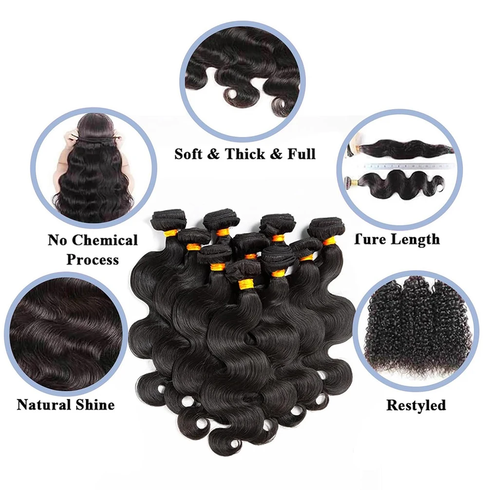 12A Human Hair Bundles Body Wave Bundles Human Hair 100% Unprocessed Brazilian Virgin Hair Weave 3 Bundles Human Hair