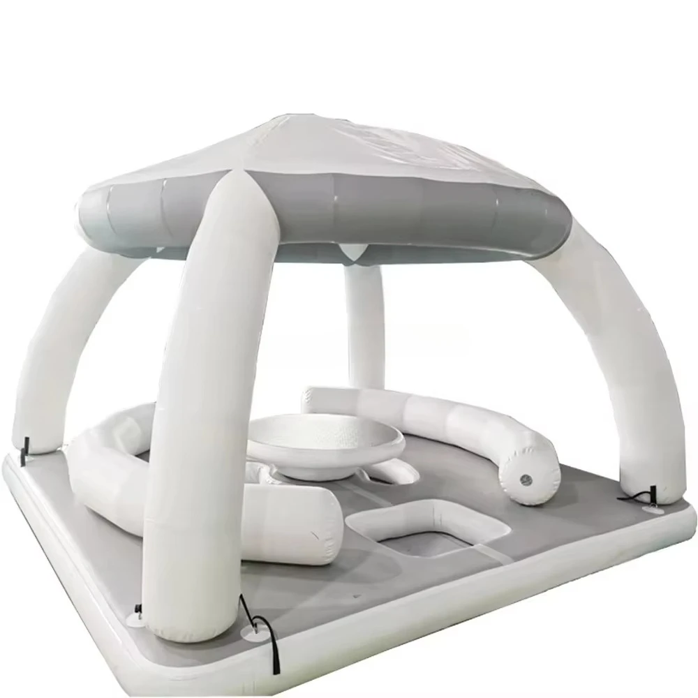 

Inflatable Pool Bar Floating Platform Tent Shade Lounge Platform Floating Island