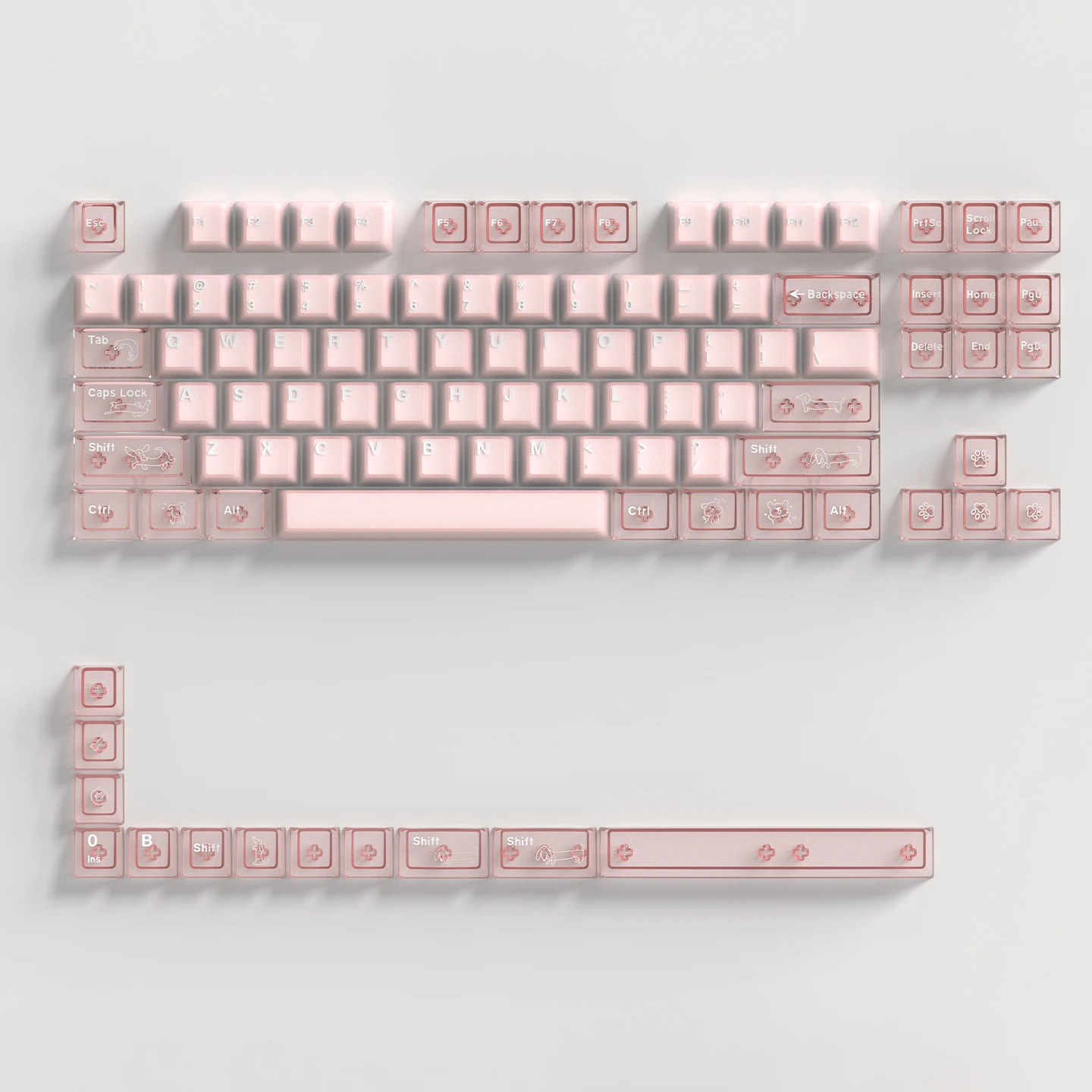 

Sakura R2 semi-transparent keycap pink PBT + PC pad printing customized original wooting magnetic axis mechanical keyboard