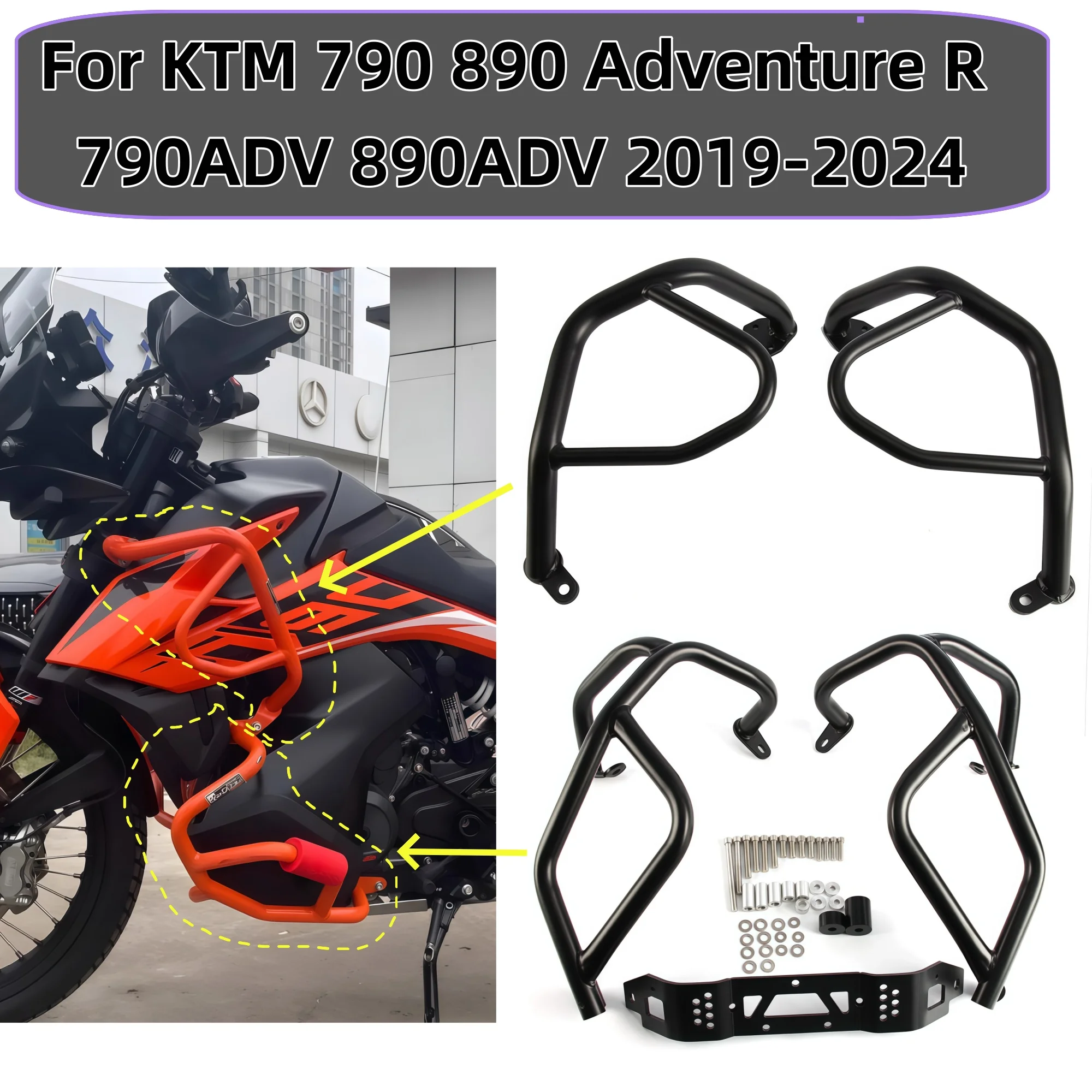 For KTM 790 890 Adventura R 790ADV 890ADV R 2019-2024 Motorcycle Bumper Frame Crash Bar Engine Guard Side Tank Protector