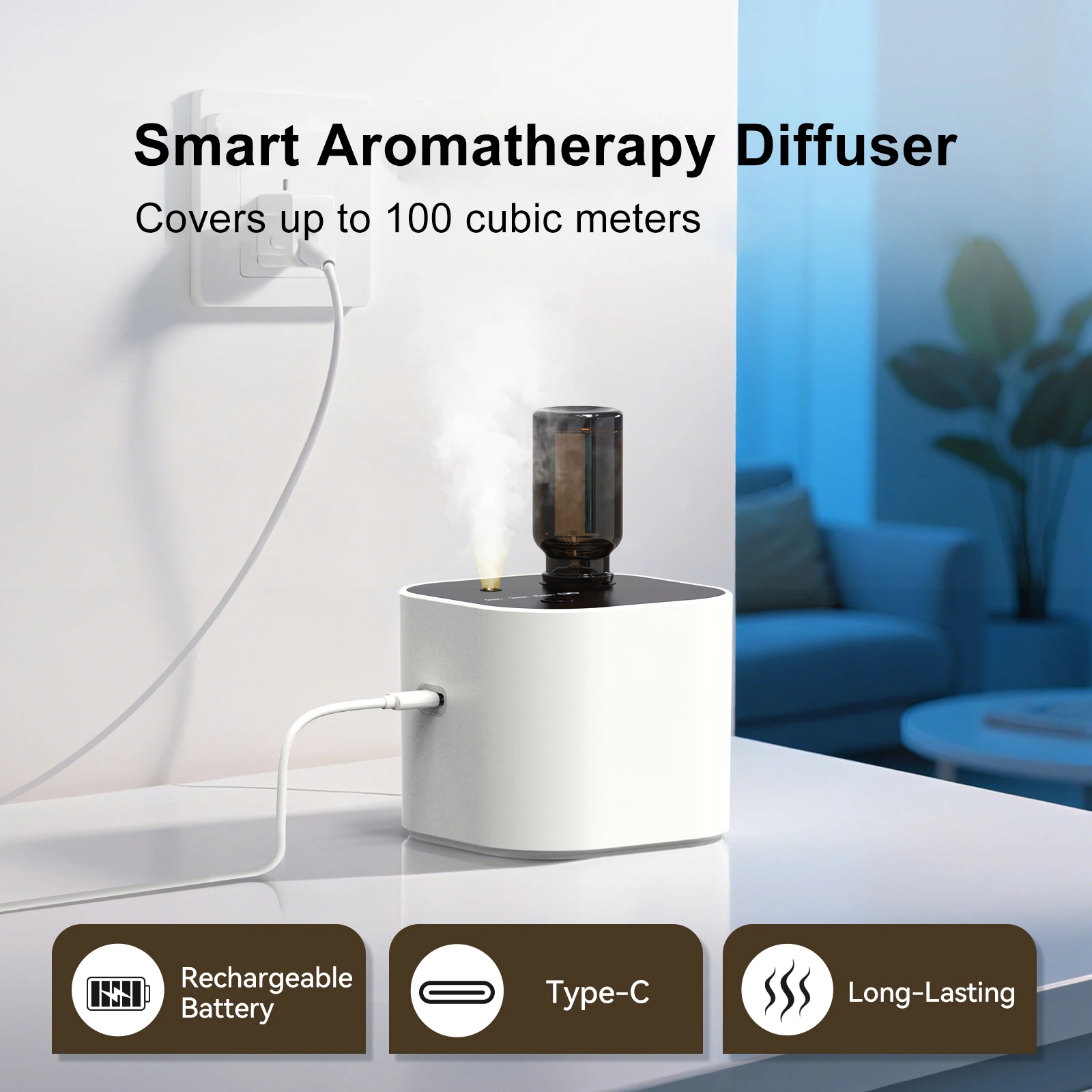 Portable Smart Aroma Diffuser 100m³ Large Coverage Timer and Instant Deodorizer Enduring Scent for Home Office Hotel​