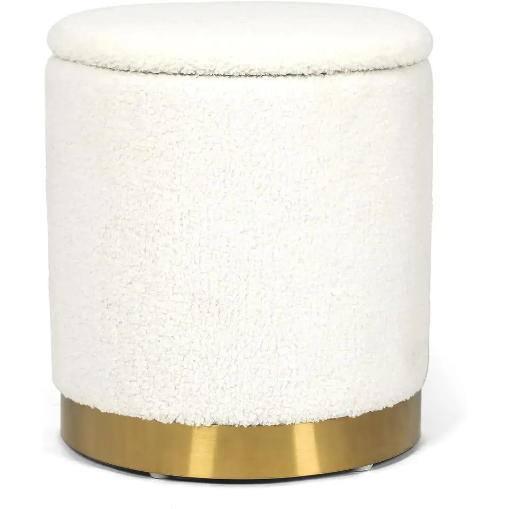 

Boucle Round Ottoman with Storage,Vanity Stool with Storage or Bedroom, Ottoman Coee Table,Small Boucle oot Stool or Living Room