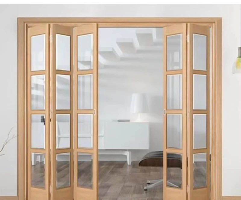 Accordion mosquito net door sliding aluminum bifold folding double glazed patio door