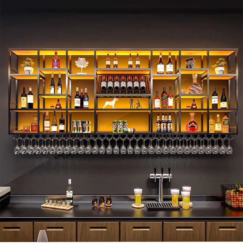 

Unique Storage Bar Cabinet Commercial Corner Buffet Hanging Wine Cabinets Metal Restaurant Cremalheira De Vinho Club Furniture