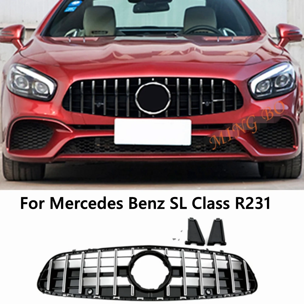 

For Mercedes SL Class R231 2012-2016 2017-2020 Grille GT Style Front Bumper Grill Hood Mesh Grid Auto
