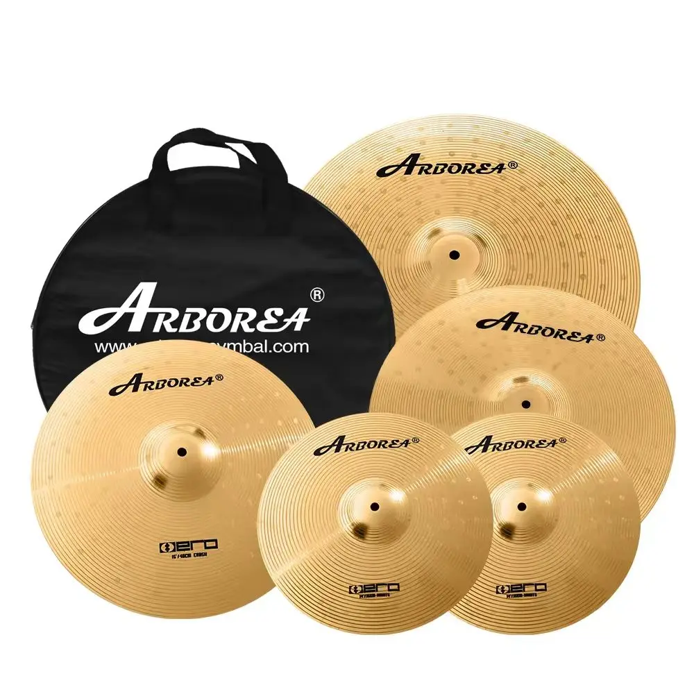 arborea-brand-copper-plated-alloy-practice-cymbals-set-5pcs-with-bag