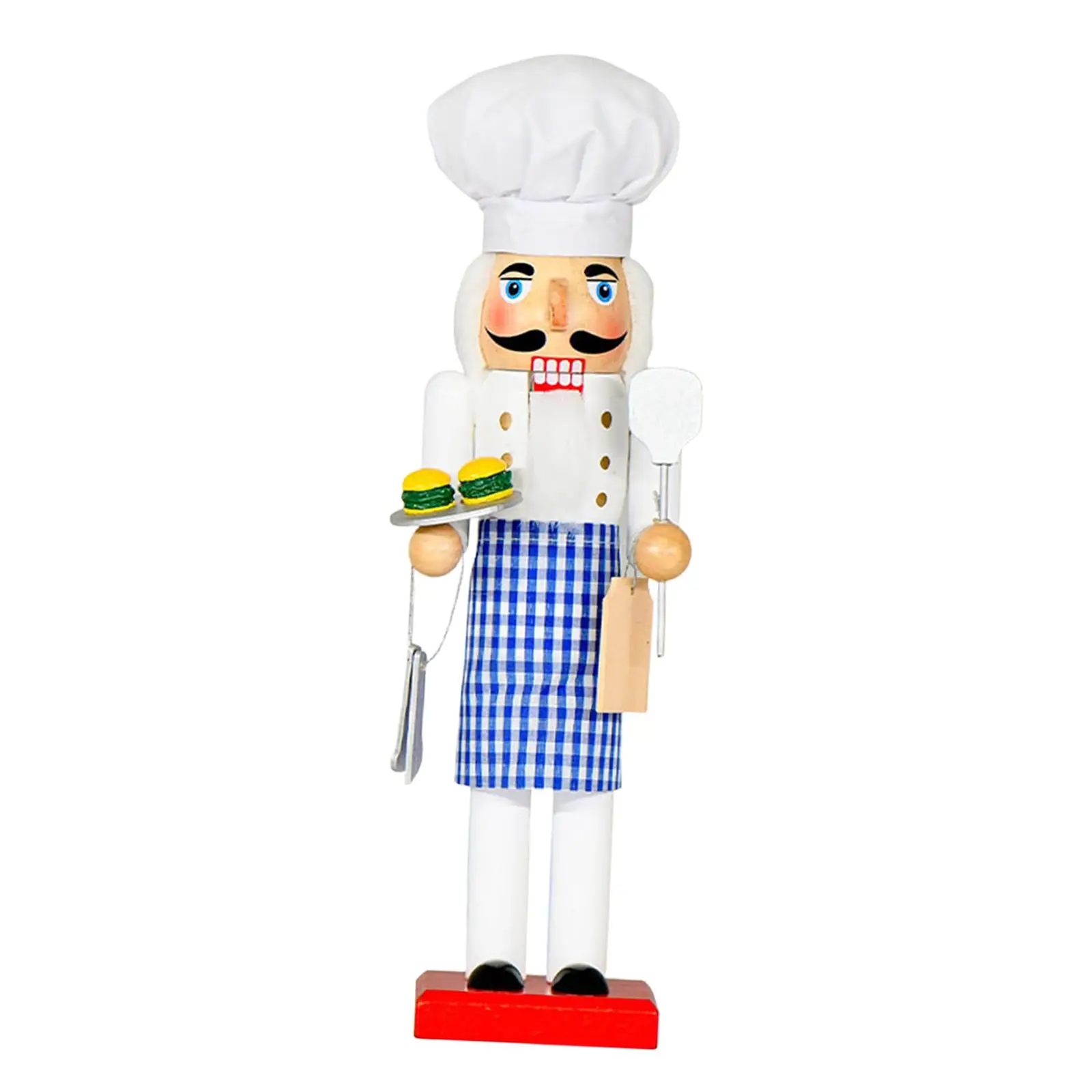 Hand Painted Nutcracker Puppet Statue Wooden Tabletop Christmas Ornament Decorative Figurine for Indoor Christmas Decor