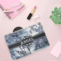 Graceful Customizable Name Women's Canvas Clutch Makeup Bag Purse Party Weekend Vacation Travel Cosmetic Bag Mobile Pouch Wallet - Image 2