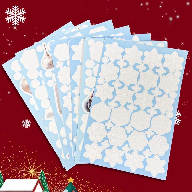 1/4pcs Christmas Decor Window Sticker Reusable Snowflake Snowman Static Decals Glass Wall Door Sticker New Year Xmas Home Decor