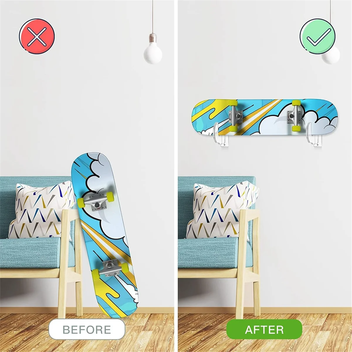 

Skateboard Display Rack Holder Snowboard Wall Rack Hanger Skateboard Wall Bracket Transparent