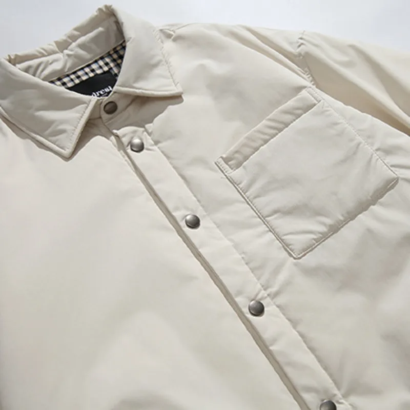 Hksh 2025 inverno nova jaqueta quente feminina gola virada para baixo único breasted bolso leve unisex casual ins para baixo casaco hk13908