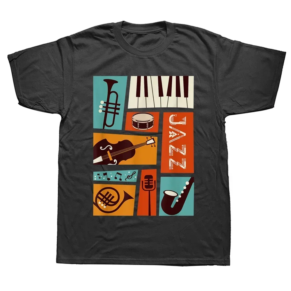 Outfits Short Sleeve Birthday Gifts T-shirt Funny Jazz Snare Piano Music Band Musician Saxophone Trumpet T Shirts Graphic Cotton