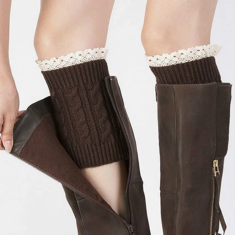 2024 Lace Knitted Wool Leg Sleeves Boots Winter Short Women Brief Paragraph Coarse Needle Leg Warmers Socks Boot Cover