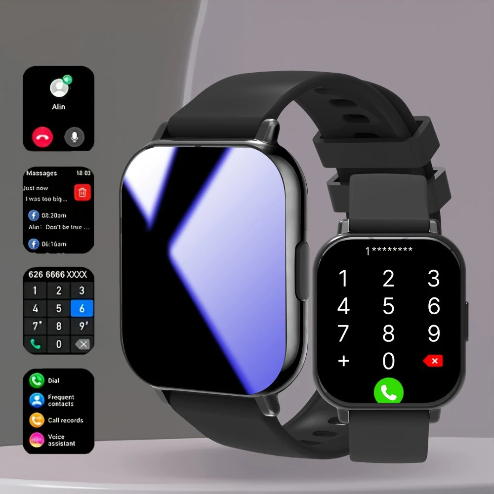 Смарт-часы 2025 для мужчин и женщин, квадратный HD-экран: беспроводные звонки с циферблатом, напоминание о частом контактах сообщений