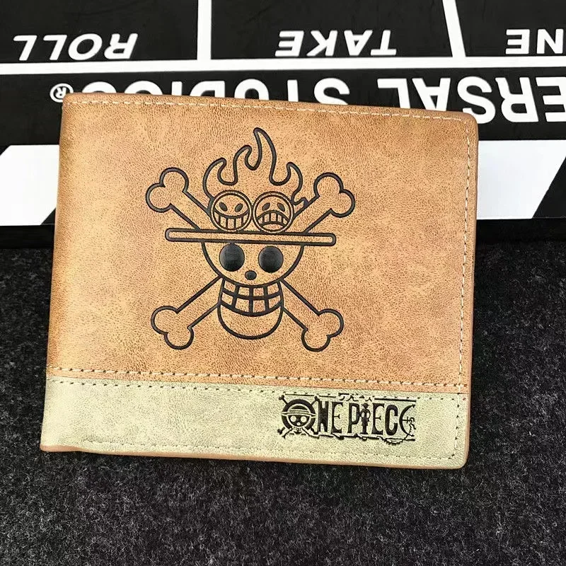 Anime One Piece Action Figure Wallet Luffy Purse Zoro Ace Bounty Order Skeleton Pattern Pu Cartoon Wallet Card Holder Purse Gift