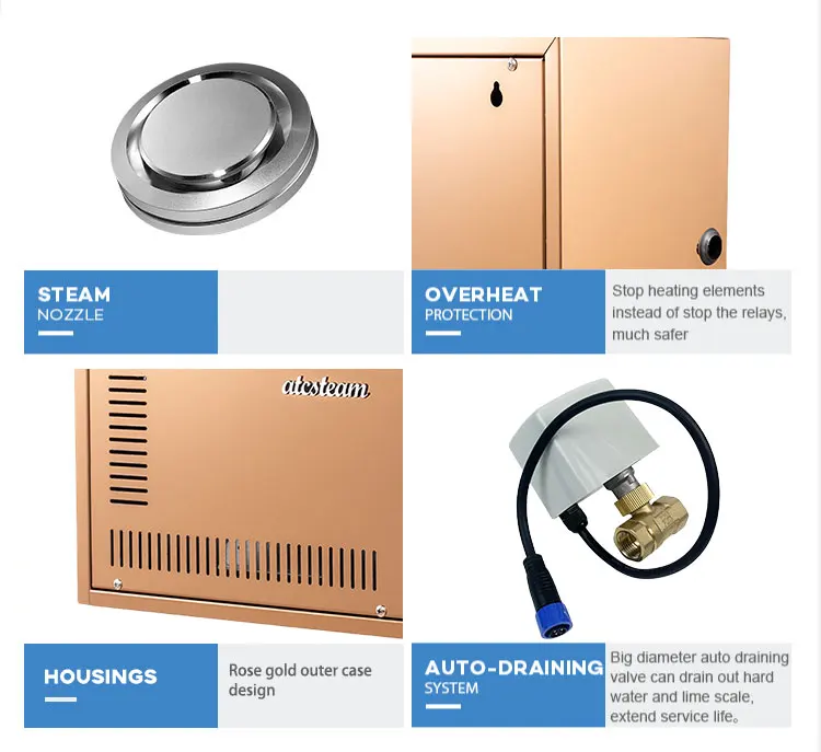 electric hammam steam generator for wet steam spas with power from 12kw to 21kw for residential and commercial use