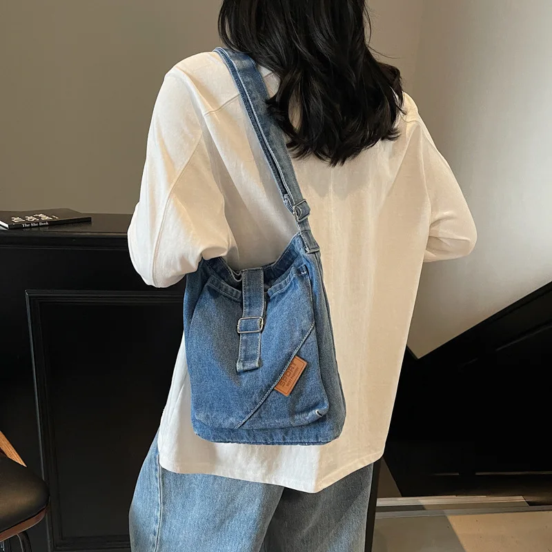 Women Handbags New Ins Denim Bag Artistic Handheld Tote Bag Student Shoulder Crossbody Bag