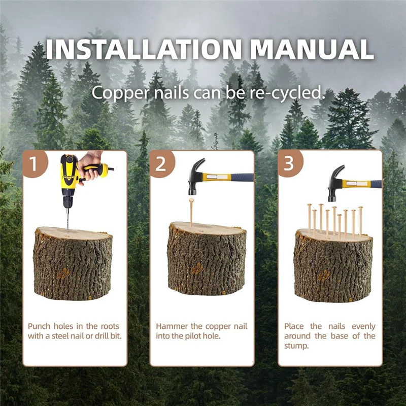 

Медные гвозди премиум-класса, 15 шт., для уничтожения корней пней, длинные гвозди из чистой меди длиной 3,14 дюйма с дрелью, шипы для удаления пней