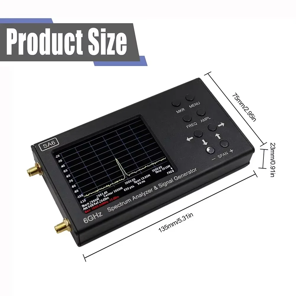 Ręczny przenośny cyfrowy analizator widma SA6 Touch Wi Fi RF Gain Band Antena Profesjonalna częstotliwość EMC