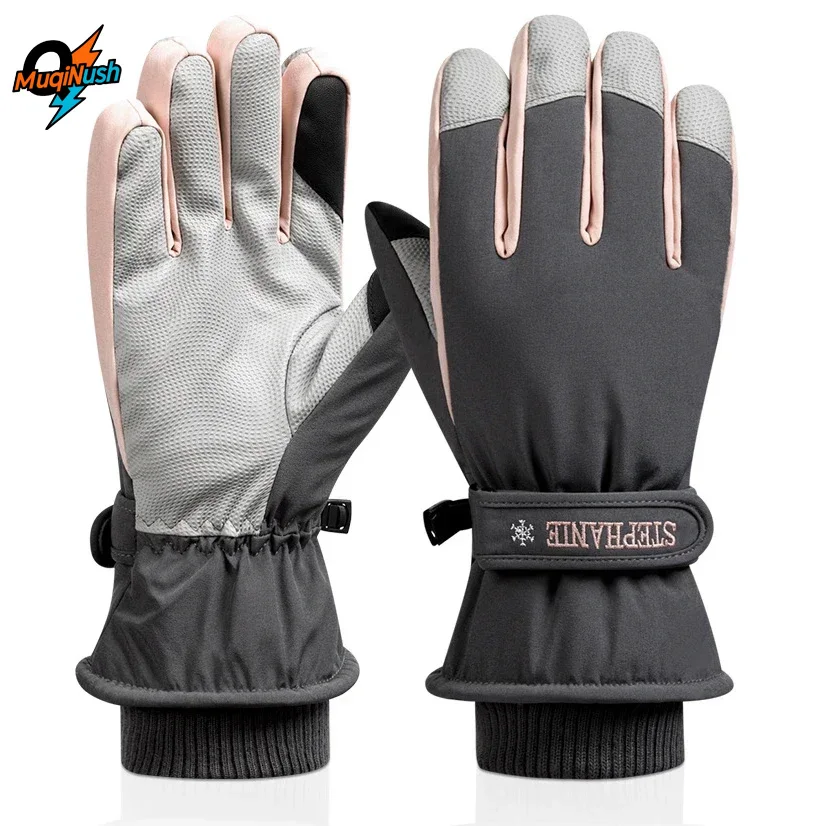 

MuqiNush Men Women Skiing & Snowboarding Waterproof Windproof Sandproof Winter Thermal Anti Slip Gloves Adding Fleece for Cold