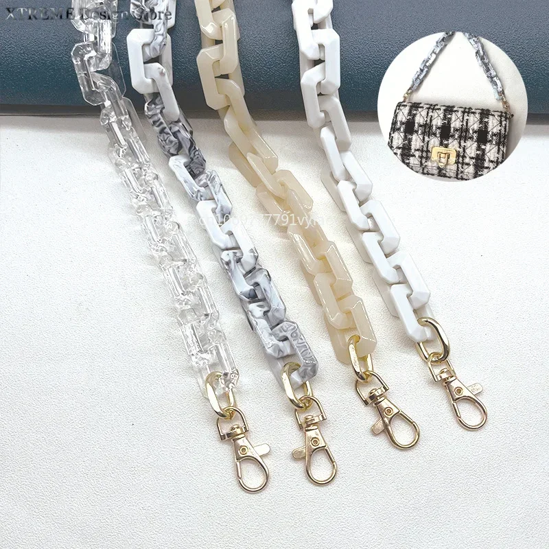 37cm Fashion Woman Bag Accessory Detachable Parts Replacement Chain Beige Resin Luxury Strap Women Acrylic Handle Chain