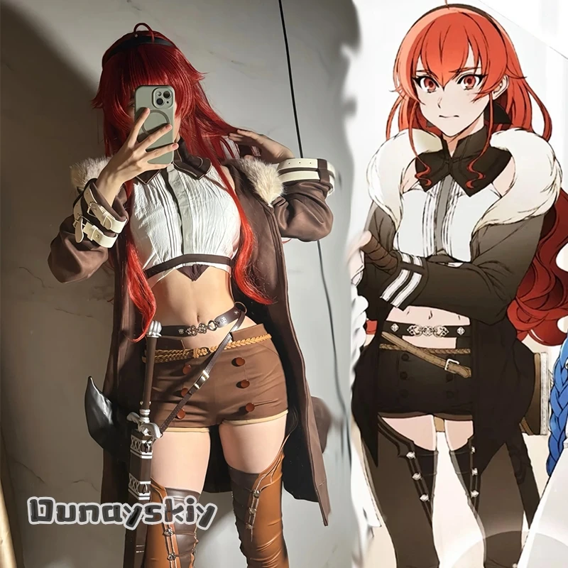 Cosplay Greyrat Eris Cosplay Anime Eris Boreas Greyrat Costume Halloween Disguise Woman Battle Uniform Wig Set Party Dress Up