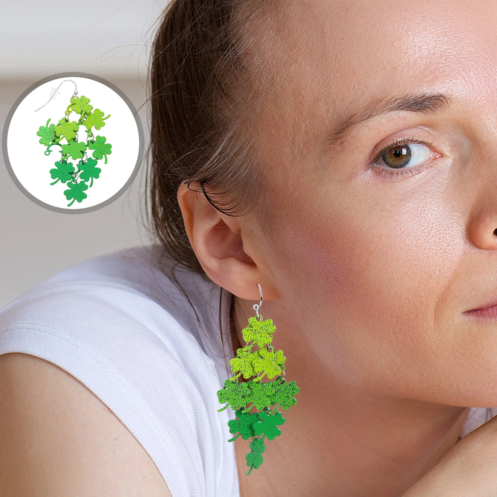 

Women Four-leaf Earrings Funny Irish Jewelry Decorate Green Festival Baby