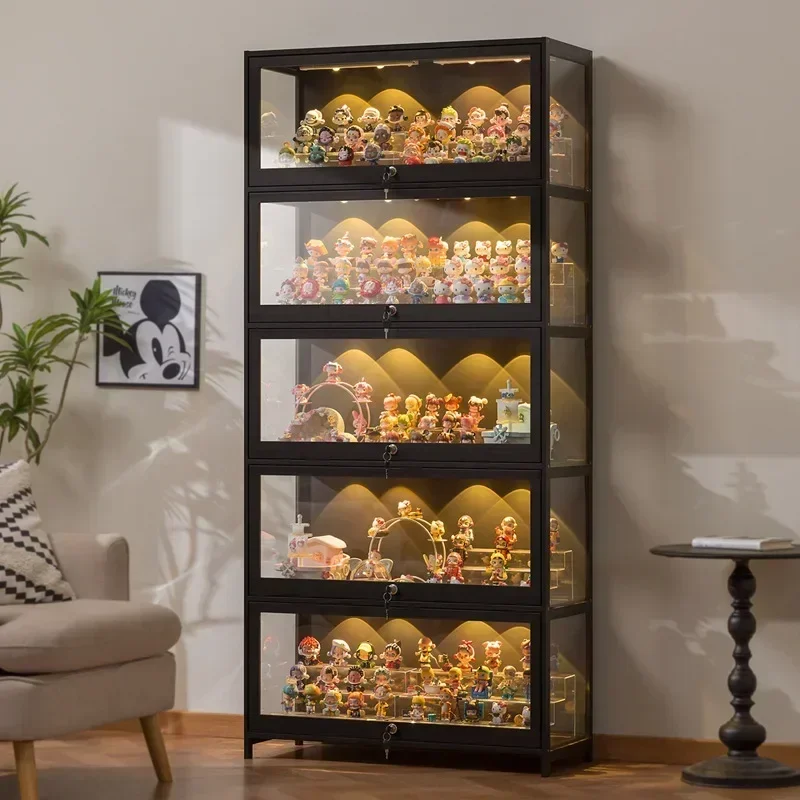 Figure Display Cabinet With Lock Transparent Pain Cabinet Suitable For  Model Building Block Toy Storage Rack E-sports Room