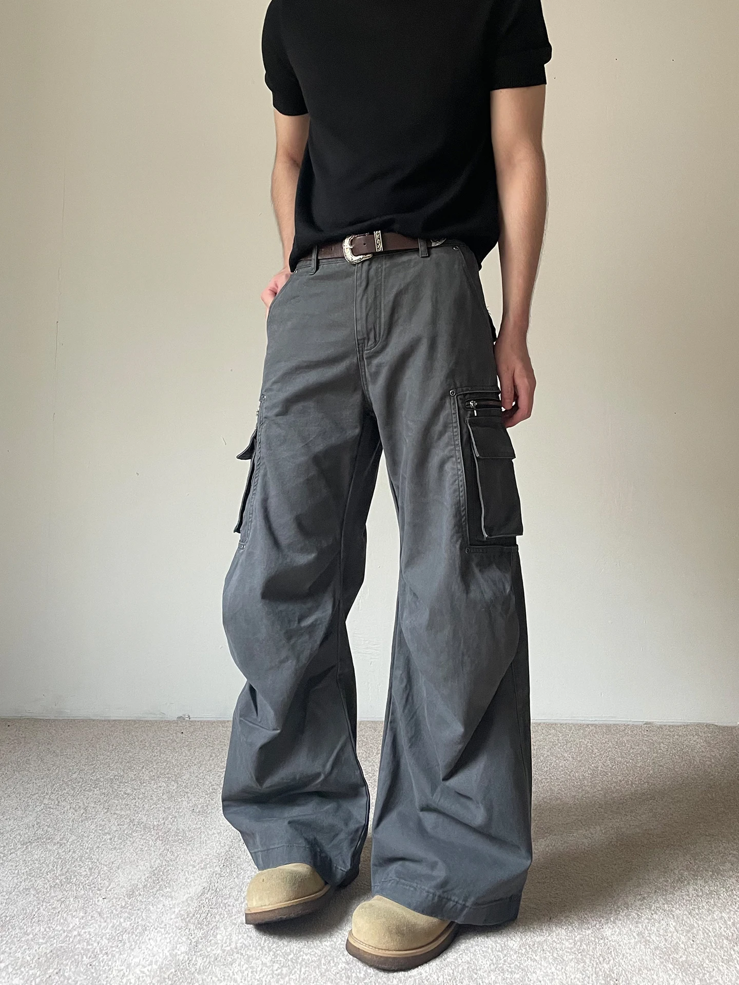 

Мужские повседневные брюки Deep ey с глубокими складками, свободного кроя, широкие штанины, комфортные, повседневные, длинные