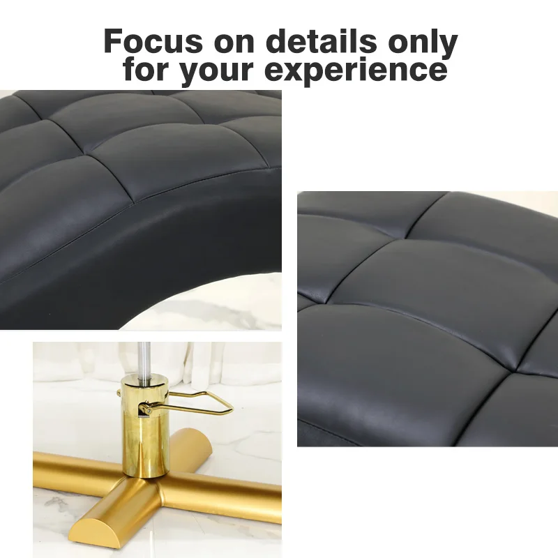 سرير سبا فاخر من Keyunshi مع منحنى S-Fit وقاعدة ذهبية، سرير صالون سميك من جلد البولي يوريثان لتجربة مريحة للياقة البدنية