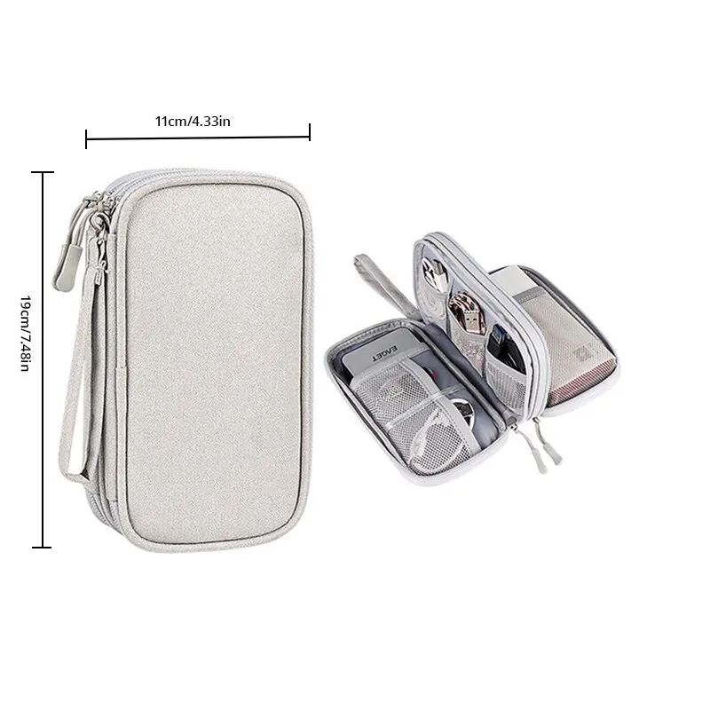 1pc Roze/Grijs/Zwart/Marine Reizen Draagbare Digitale Product Opbergtas USB Datakabel Organizer Headset Opladen Schatkist Tas - afbeelding 1