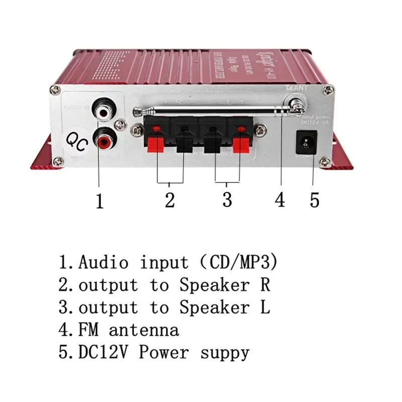 HiFi-Auto-Stereo-Verstärker Radio MP3-Lautsprecher mit FM-LCD-Display Power-Player für Auto-Motorrad-Fernbedienung