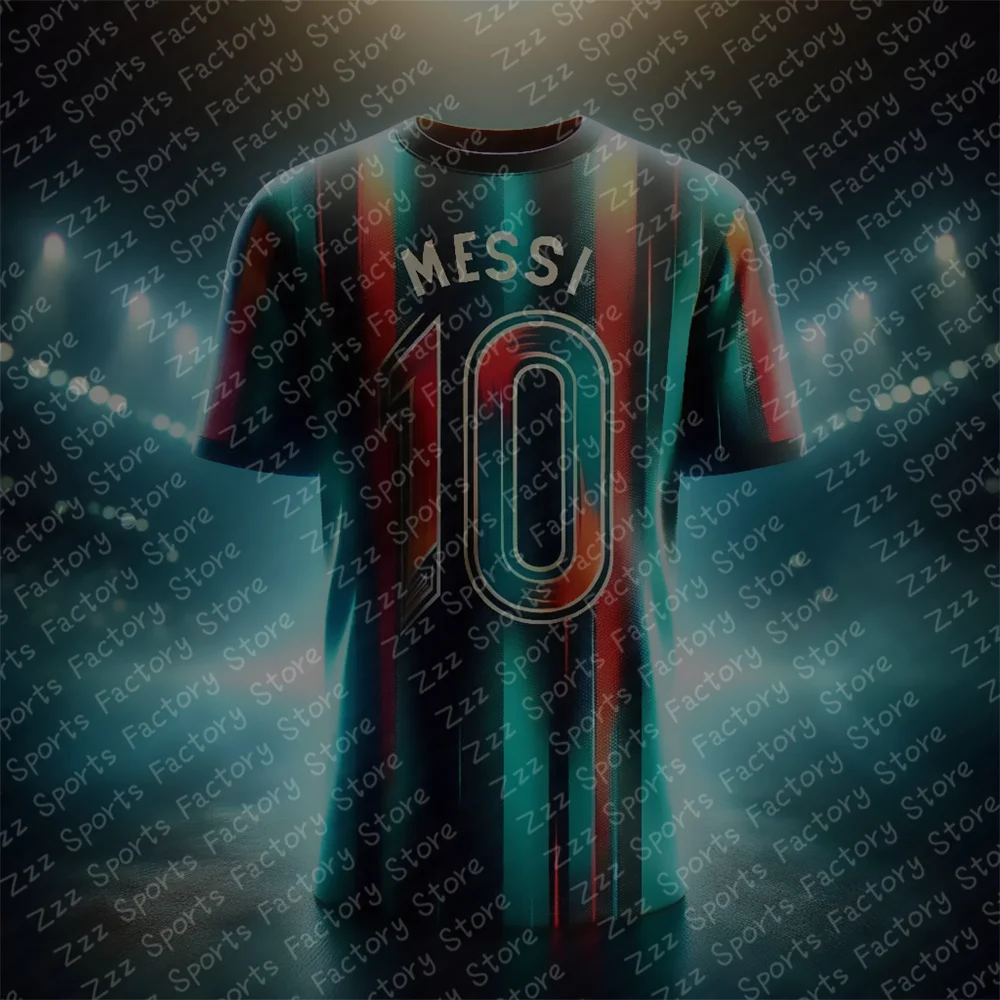 Classic size 10 Messi print kids adult men's T-shirt short sleeved, summer sports comfortable top Breathable Quick-dry Clothes