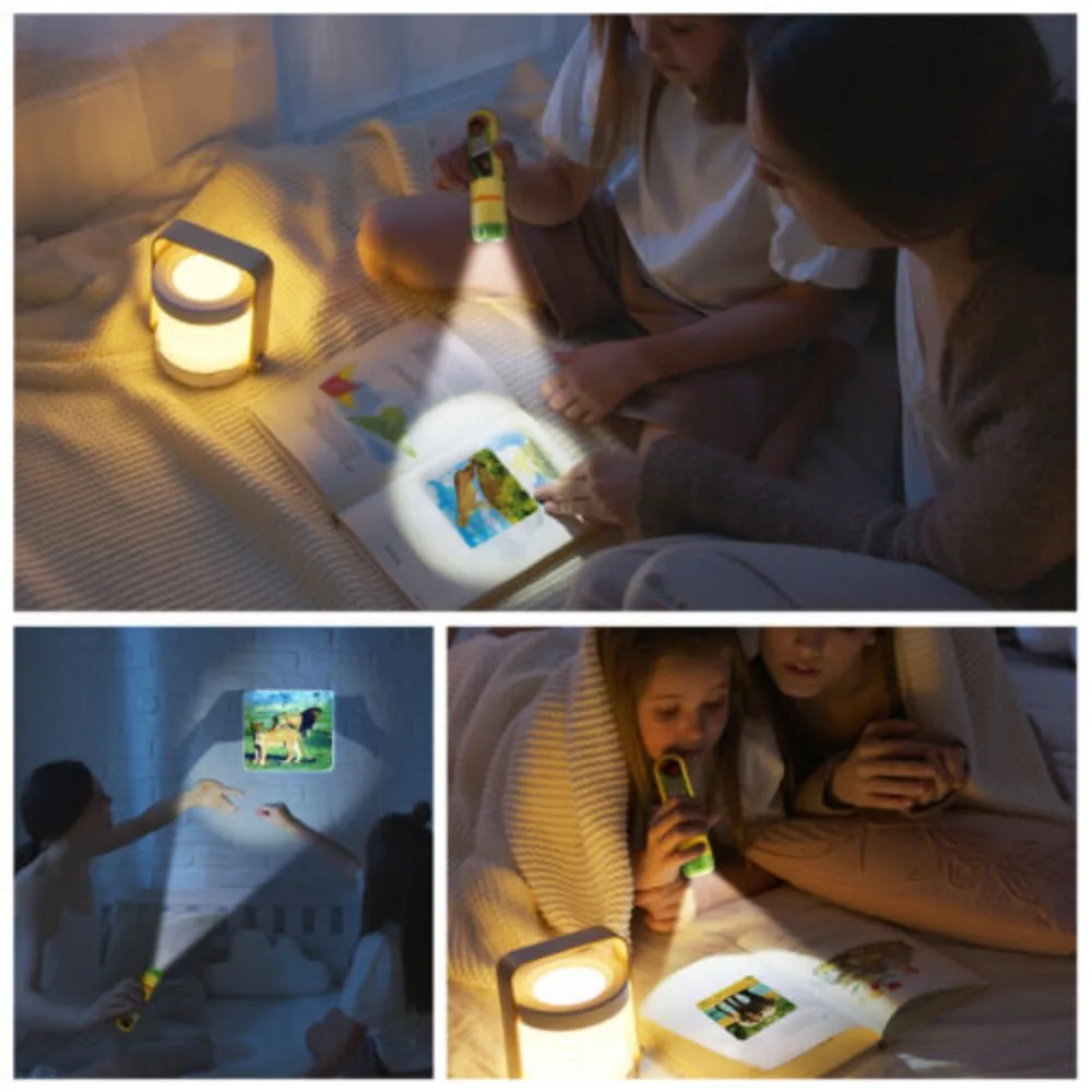 New Educational Projection Flashlight Cartoon Plastic Children Projector Light Bedtime Learning Dinosaur Star Sky Lantern