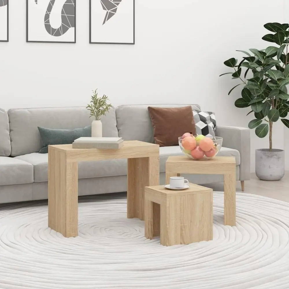 Afbeelding 3: Eikenhouten 3-delige tafelset, elegant gedecoreerd